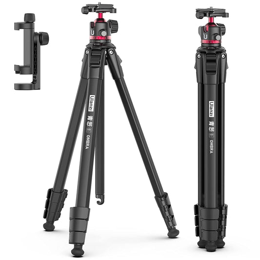 ULANZI MT-55 Travel Camera Tripod Stand, Video Heavy Duty Tripod Mount for Sony Nikon Canon Fuji DSLR Camera, w Smartphone Clamp - Ombra