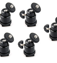 HIFFIN® 5 Pcs Combo Swivel Mini Ball Head 1/4" Screw 360 Degree Aluminum Alloy Body Rotating Swivel Mini Tripod Ball Head with 1/4" Screw Thread Base Mount for Lighter Camera Camcorder