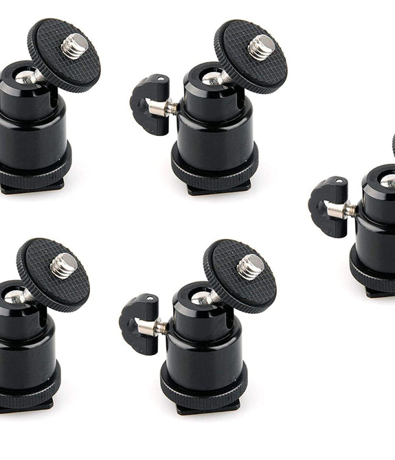 HIFFIN® 5 Pcs Combo Swivel Mini Ball Head 1/4" Screw 360 Degree Aluminum Alloy Body Rotating Swivel Mini Tripod Ball Head with 1/4" Screw Thread Base Mount for Lighter Camera Camcorder