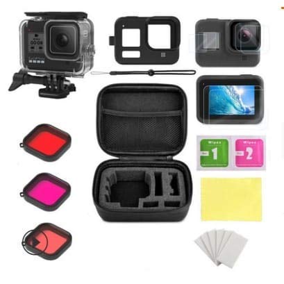 Accessories Kit for Gopro Hero 12 11 10 9 Black Accessory Bundle Waterproof  Housing Case Filter Silicone Protector Lens Screen Tempered Glass Head
