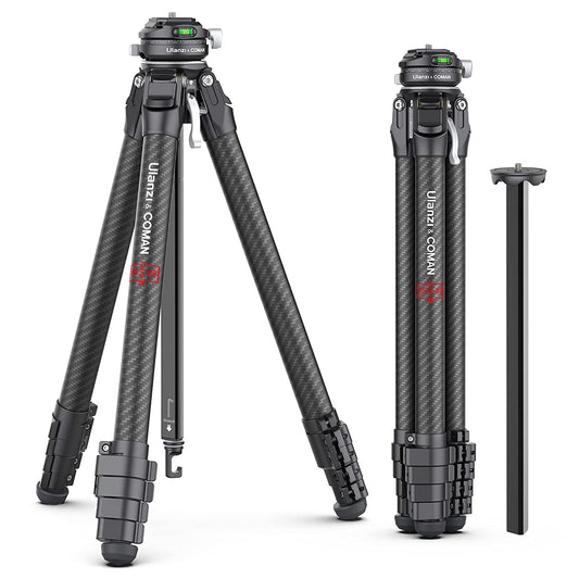 ULANZI Zero F38  Professional Camera Tripod, 62.6" Lightweight Carbon Fiber Camera Tripod with Quick Release 1/4" Screw & 360° Ballhead, for Most Cameras/DSLR/Projector, Weight 2.4lbs, Maxload 39.6lbs