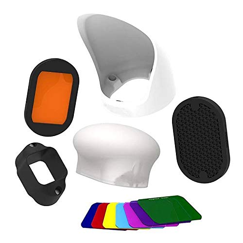 HIFFIN Professional Flash Accessories Kit Universally Compatible | New Labeled Flash Diffuser | Bounce | Grid | Gel | Grip & Sphere (Professional Flash Kit)