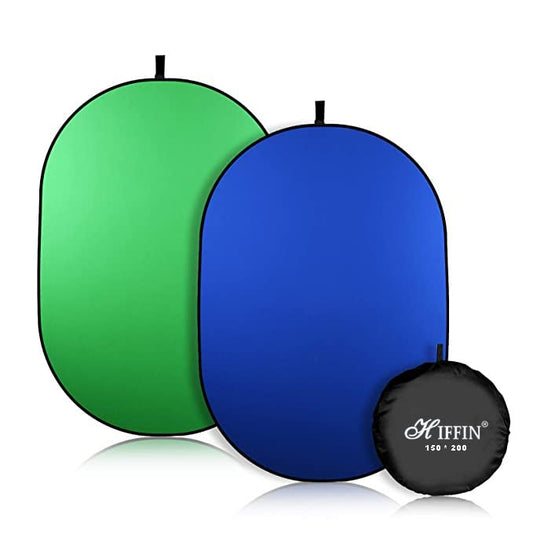 HIFFIN® 2-in-1 Green|Blue 150CM X 200CM Photo Video Studio Collapsible Background Panel, Full Cotton Photography Background with Carrying Case (Green/Blue)