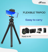 HIFFIN Flexible Gorillapod Tripod with 360° Rotating Ball Head Tripod for All DSLR Cameras(Max Load 2.5 kgs) & Mobile Phones + Free Heavy Duty Mobile Holder(Black) 304.8MM (12 Inch, Black)