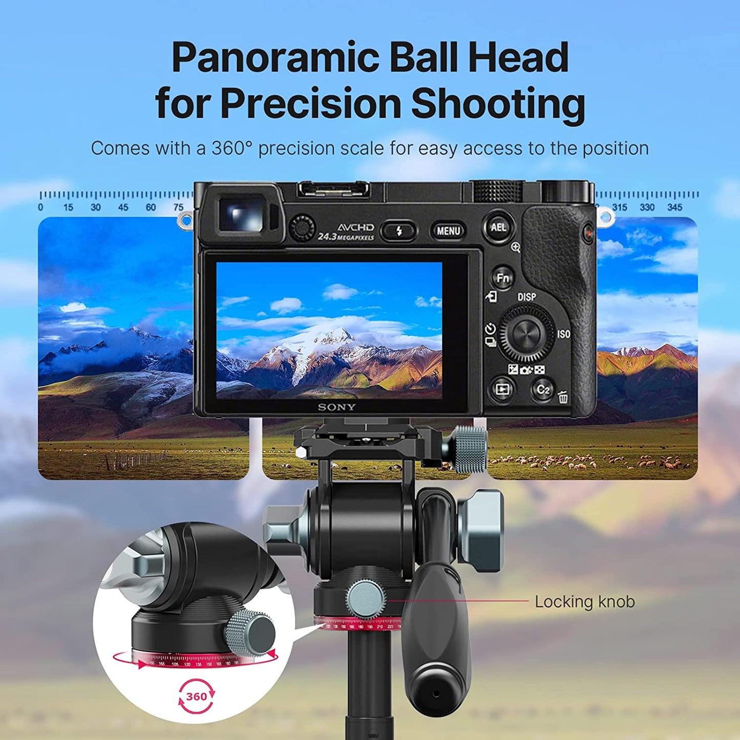 ULANZI U-190 Mini Pan Tilt Head Small Panoramic Ball Head with Arca Swiss Quick Release Plate Lightweight Filming Equipment for Compact Camera Load up to 6.6lb/3kg