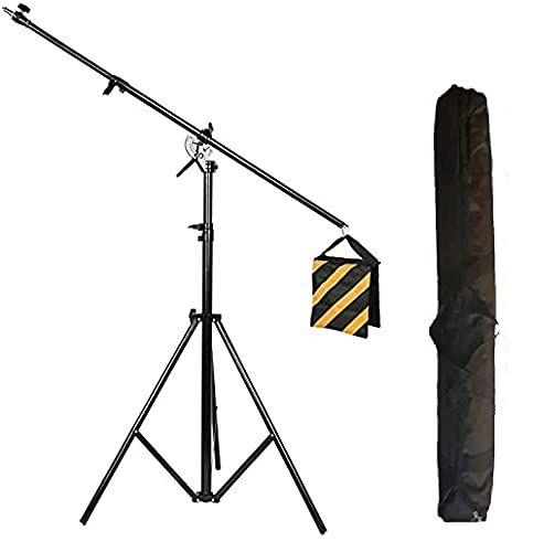 HIFFIN® Maximizer Pro 10ft Two Way Adjustable Photo Studio Light Stand with 6.2ft/190cm Boom Arm and Sandbag, Aluminum Alloy Rotable Tripod for Studio Outdoor Photography Portrait Video