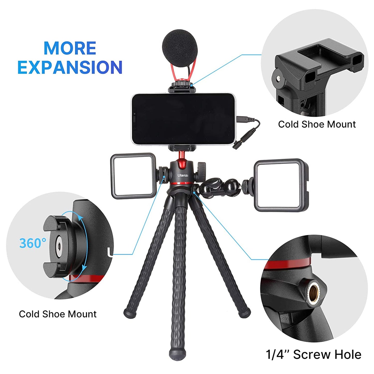 ULANZI MT-33 Camera Tripod, Flexible Mini Tripod with 1/4" Screw for Magic Arm, Octopus Tripod