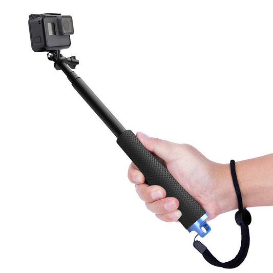 HIFFIN (19 Inches/48.26 CM) Extendable Hand Grip Waterproof Monopod Selfie Stick for Action Cameras Compatible with GoPro Hero 9/8/7/6/5, SJCAM, Eken, Yi (Size: