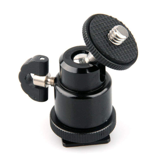 Hiffin 1/4"" Black Ball Head Bracket/Holder/Mount for Camera Tripod Hot Shoe Adapter