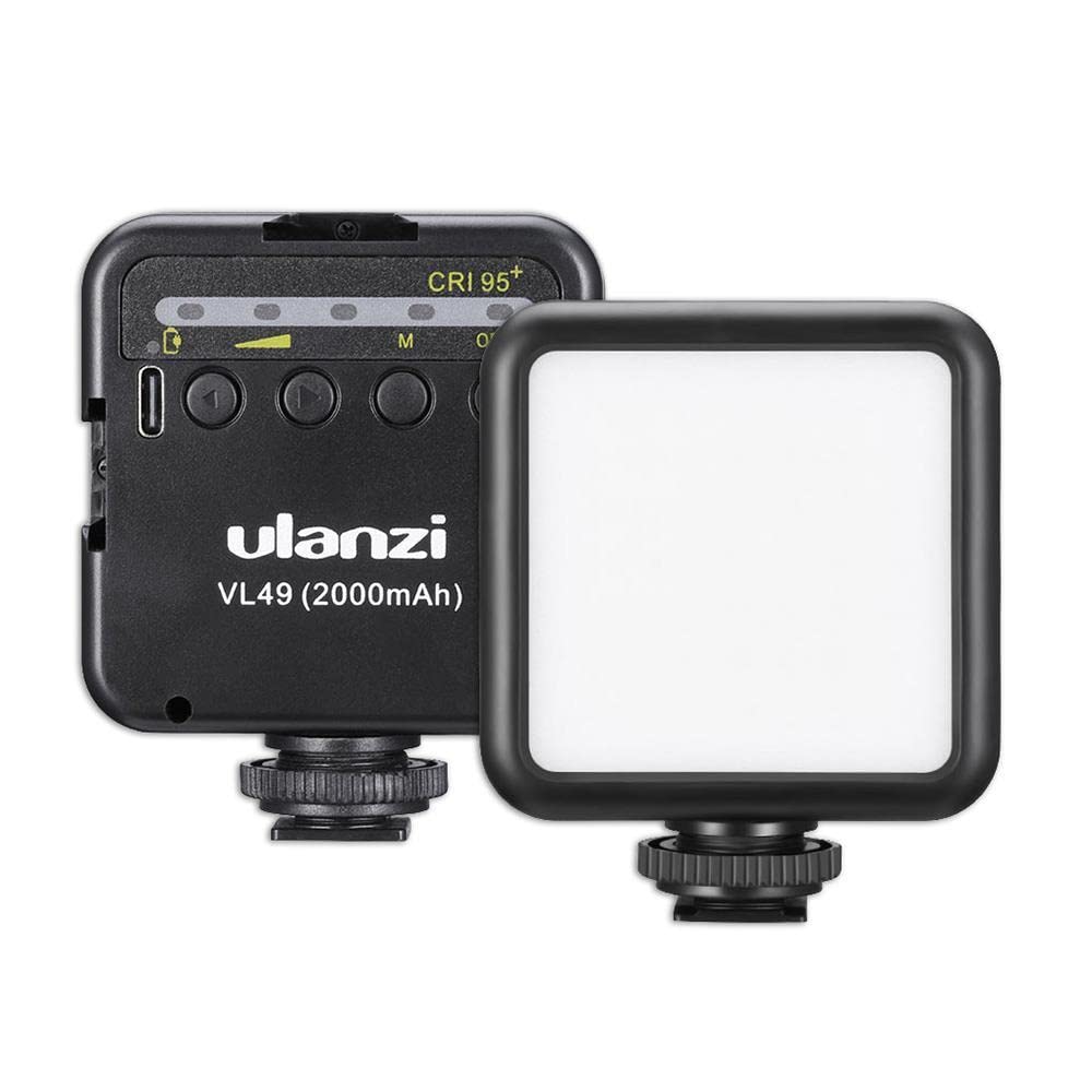 ULANZI VL49 2000mAh LED Video Light With 3 Cold Shoe Mounts, Type C Charging, Soft Light Panel