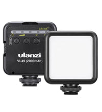 ULANZI VL49 2000mAh LED Video Light With 3 Cold Shoe Mounts, Type C Charging, Soft Light Panel