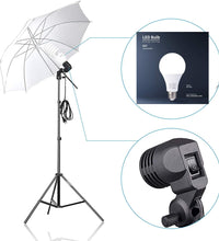 HIFFIN®Daylight Umbrella Continuous Lighting Kit, 8x14ft Background Support System with 2 Muslin backdrops (Black and White) for Photo Studio & 18 W Bulb Product, Portrait and Video Shoot Photography