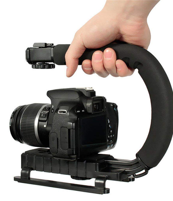 HIFFIN® Universal Stabilizer C-Shape Bracket Video Handheld Grip for DSLR DV Camera (Black)