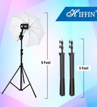 HIFFIN® Studio Home 33 Umbrella Stand Setup with S1 Pro Bracket Umbrella Adapter B-Bracket and Stand Double Set with Continuous/Video Light with 1000...