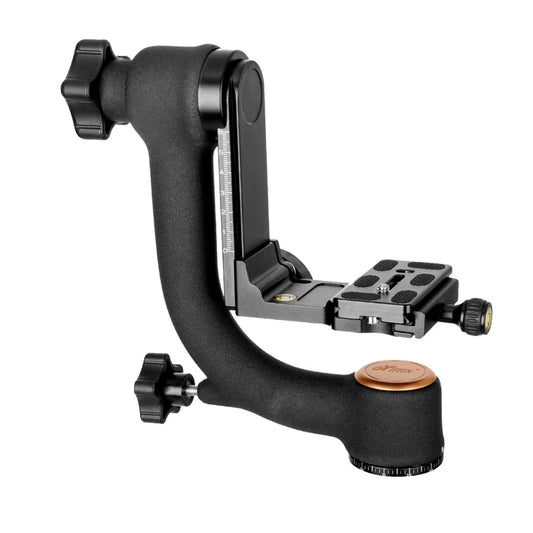 HIFFIN Professional Heavy Duty Metal 360 Degree Panoramic Gimbal Tripod Head with Arca-Swiss Standard 1/4'' Quick Release Plate and Bubble Level for Digital