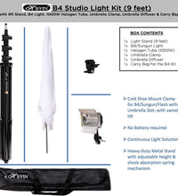 HIFFIN® Studio Home 33 Umbrella Stand Setup with Sungun Adapter B-Bracket and Stand Single Set with Continuous/Video Light with 1000 Watt Halogen Tube B4 Light kit Set of 1