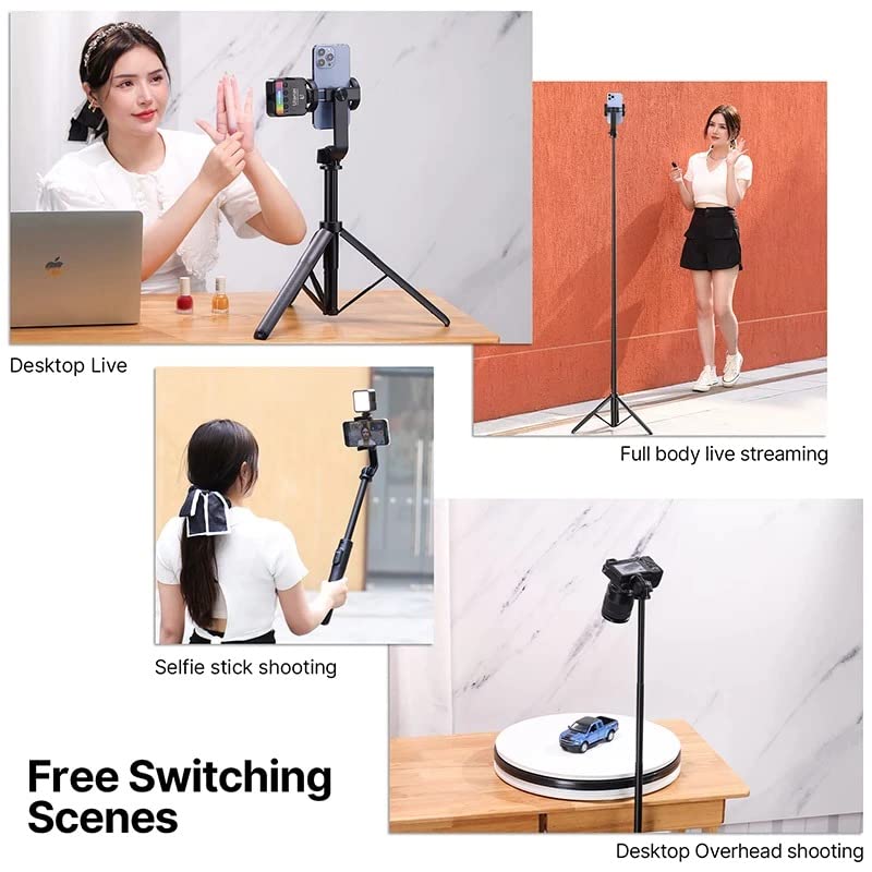 Ulanzi SK-03 1.6M Livestream Selfie Stick 360 Rotation Bluetooth 10M Remote Control Selfie Tripod with Extend Cold Shoe