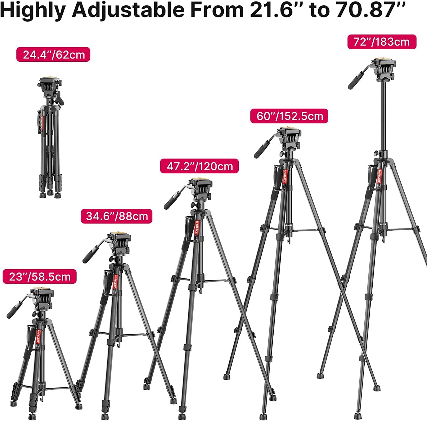 ULANZI VT02 Camera Tripod Monopod 72", DSLR Tripod for Travel, Aluminum Professional Tripod Stand with Phone Mount & 1/4 Screw Quick Release Plates for Nikon Canon Cameras Video Camcorders