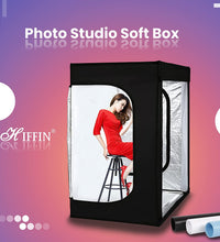 HIFFIN® Photo Studio Soft Box 80cm x 120cm x 200cm Portable Light Tent with Magnet 6 LED Strips and 3 Background White,Black,Light Yellow with AC Adapter for Body Portrait Apparel Photo Shooting