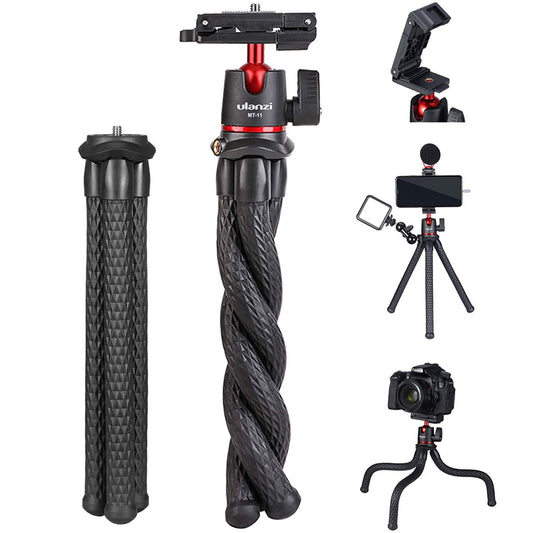 Ulanzi Mt-11 Camera Tripod, Mini Flexible Tripod Stand with Hidden Phone Holder w Cold Shoe Mount, 1/4'' Screw for Magic Arm