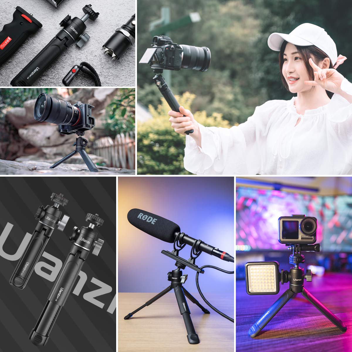 ULANZI MT-14 Extension Tripod, Mini Selfie Stick Tripod Stand Handle Grip for Vlogging