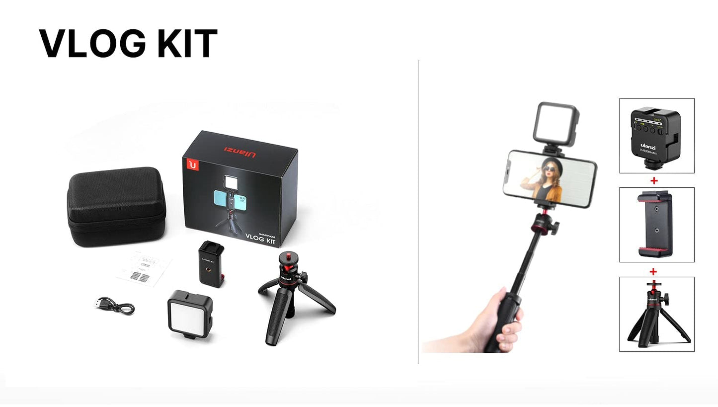 Ulanzi ST-07 Vlogging Kit,VL-49 Led Light | MT-08 Extension Vlog Tripod Stand Handle Grip