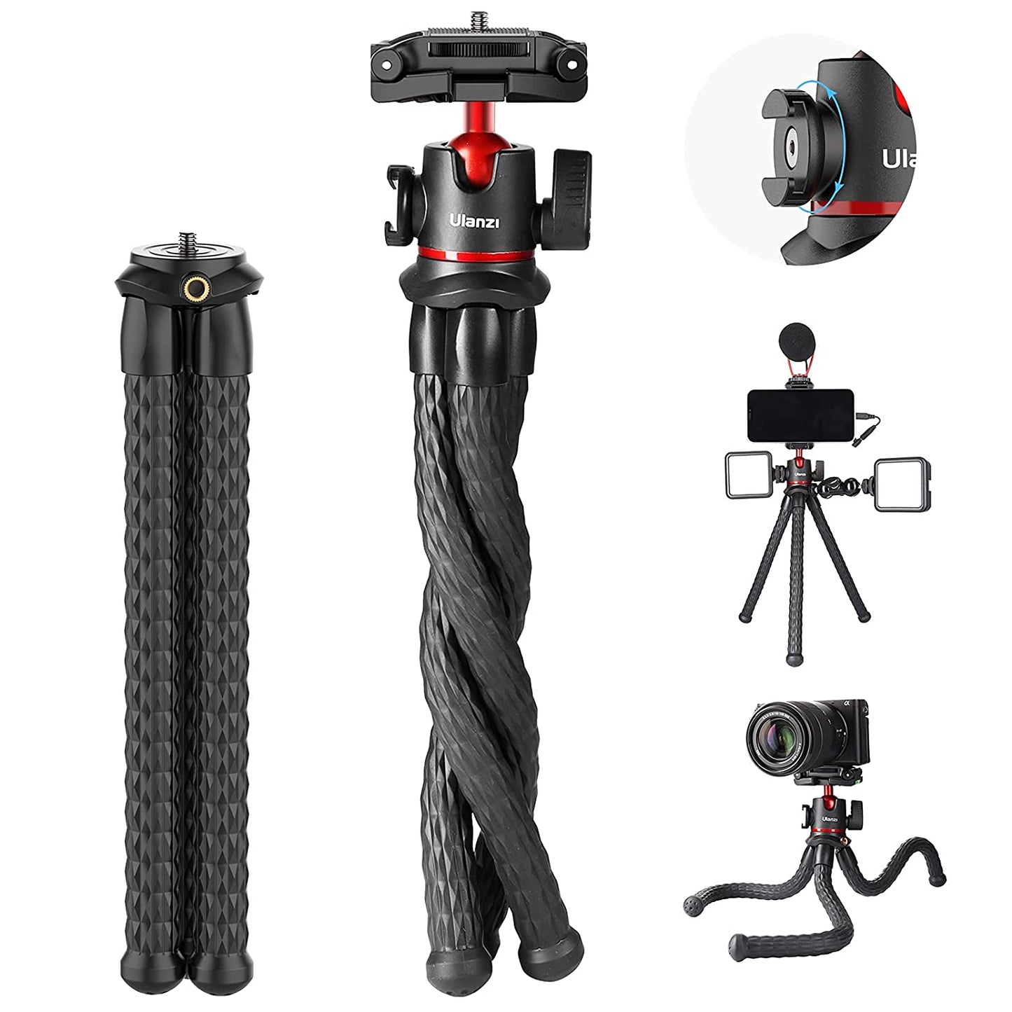 ULANZI MT-33 Camera Tripod, Flexible Mini Tripod with 1/4" Screw for Magic Arm, Octopus Tripod