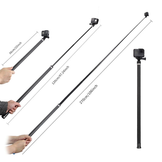 TELESIN 106" Ultra Long Selfie Stick Lightweight High Tenacity Carbon Fibre Extendable Handheld Monopod for Gopro 6 5 4 3+ 3 2 1 Session Digital Camera & Most of the Digital Camera